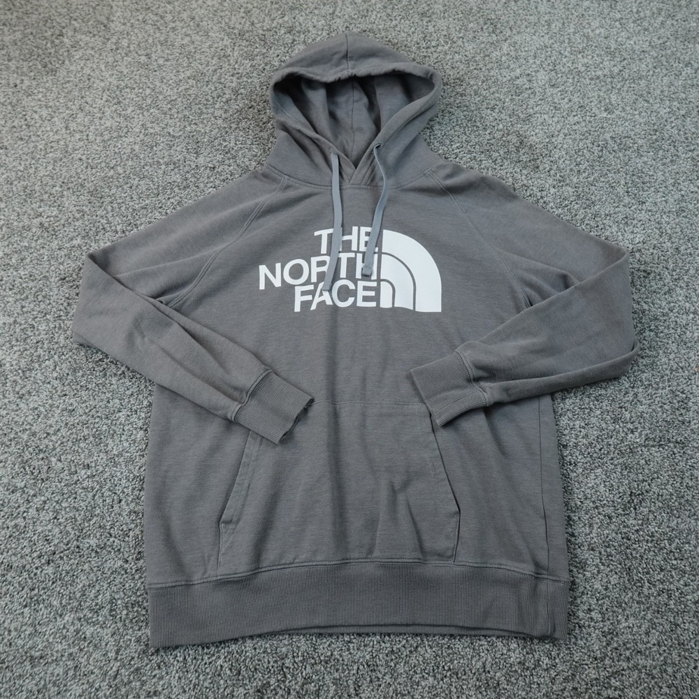 North Face Hoodie Womens M Gray Logo Pullover Sweatshirt Sweater Outdoor Hiking